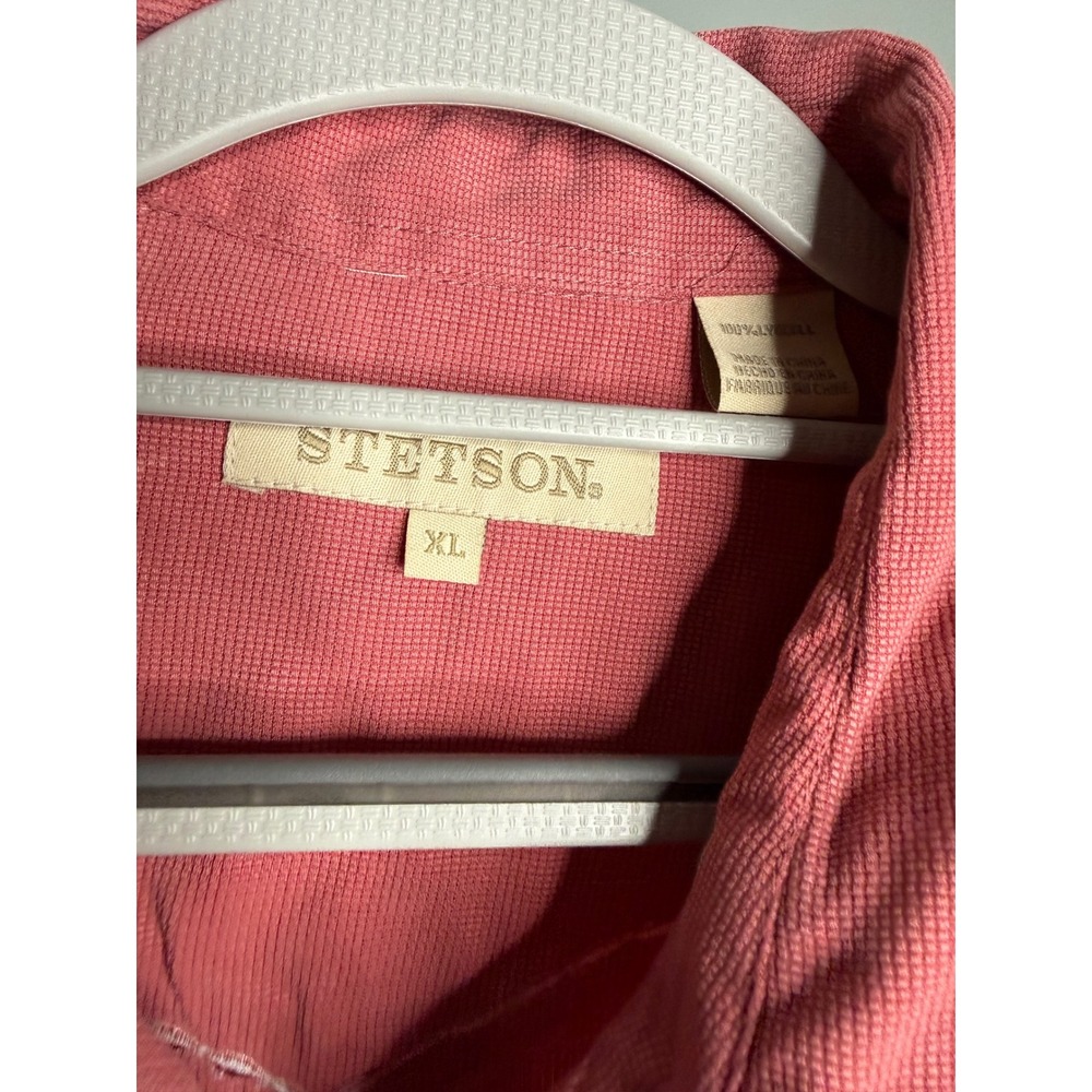 Stetson light red pearl button snap button down w… - image 2